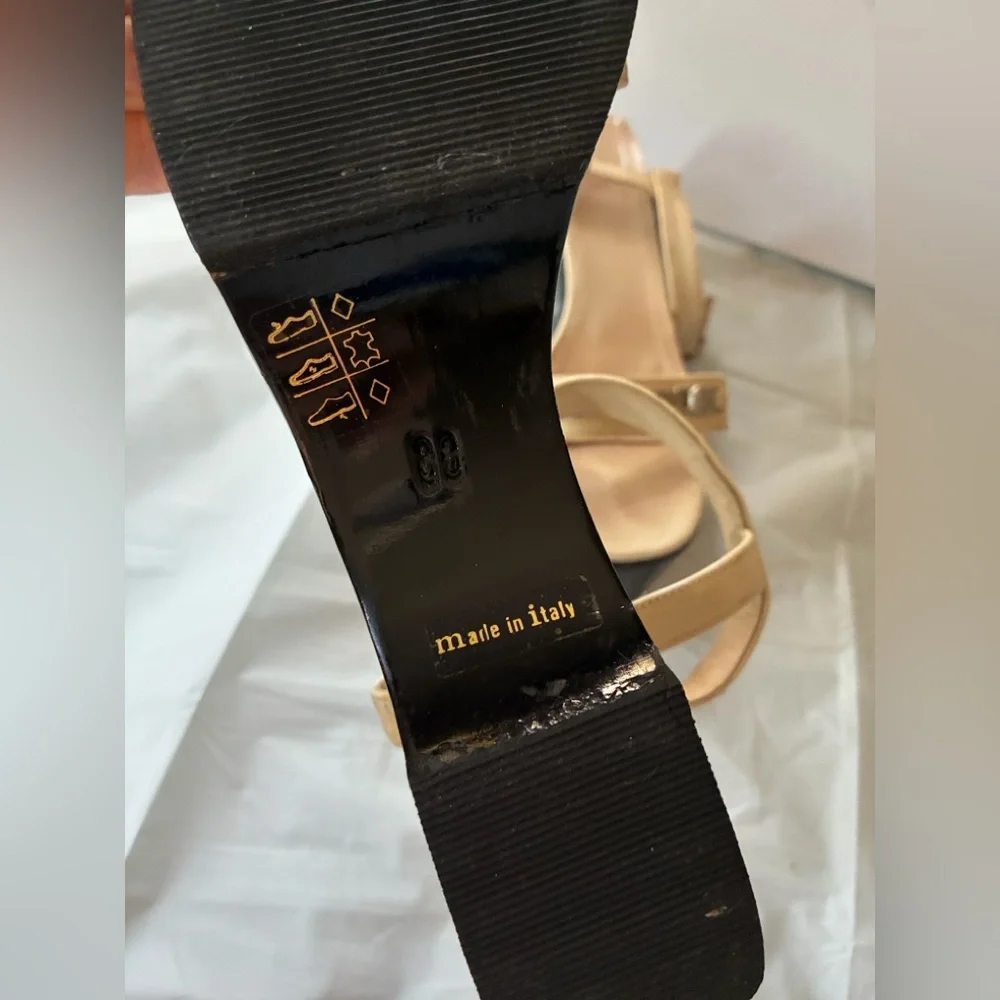 Vintage Gianni Versace Black & Cream Chunky Platform Wedge Sandals 90s Y2K